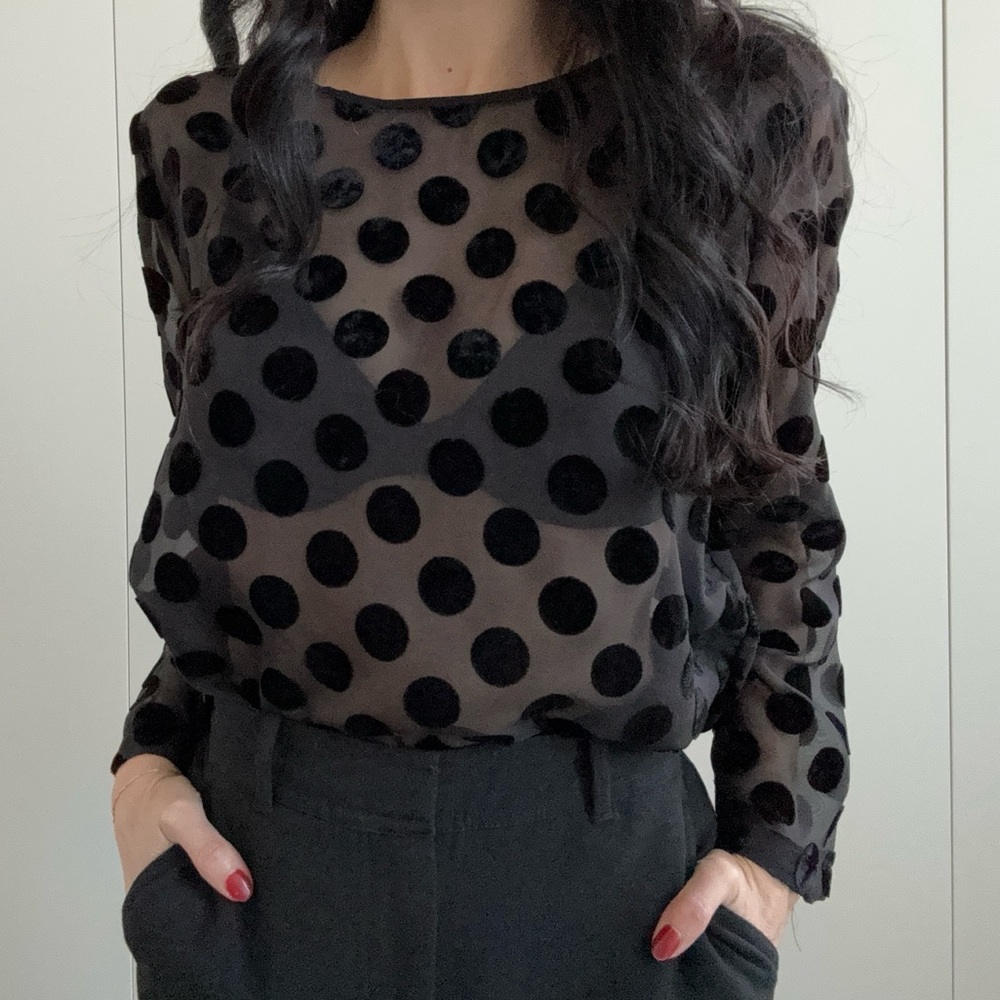 Cooperative by urban outfitters velvet polka dot sheer blouse S